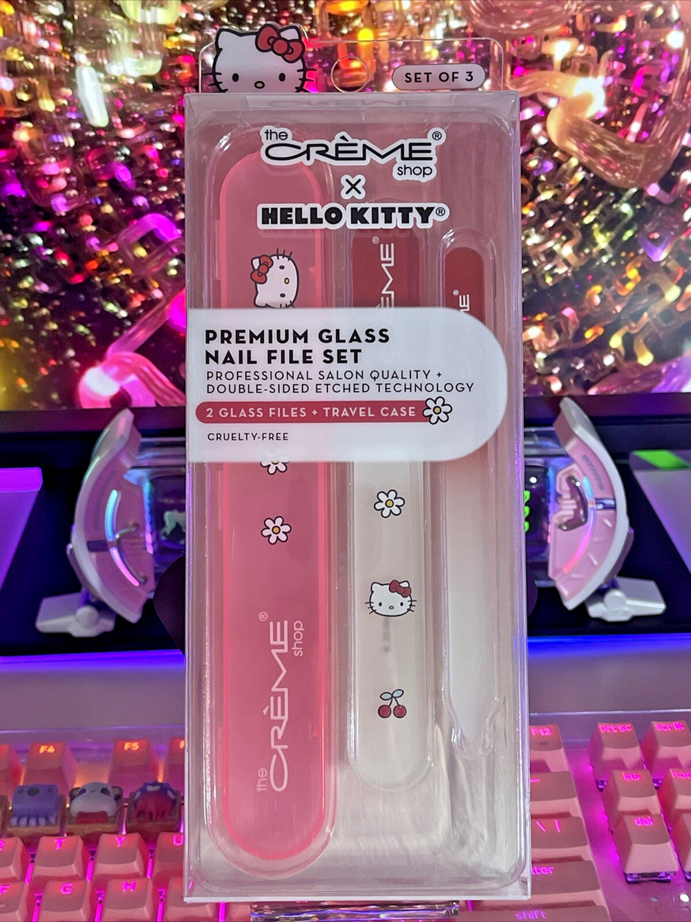 The Creme Shop Hello Kitty Nail Files 2 Premium Red Glass Set Case Sanrio